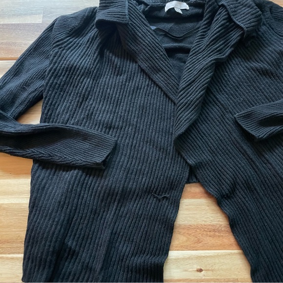 Black Ribbed Cardigan - Picture 3 of 5